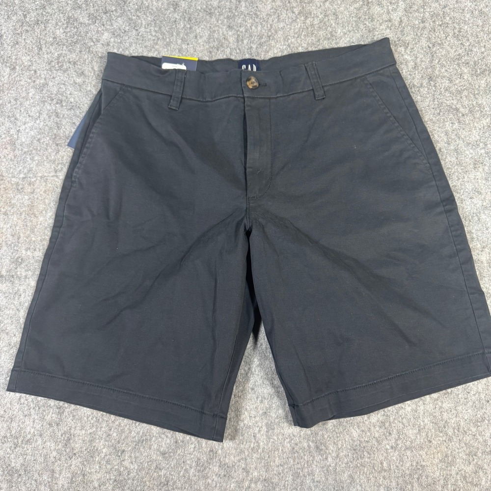 Gap Mens Flat Front Chino Shorts Black Cotton Stretch Size 32 NWT
